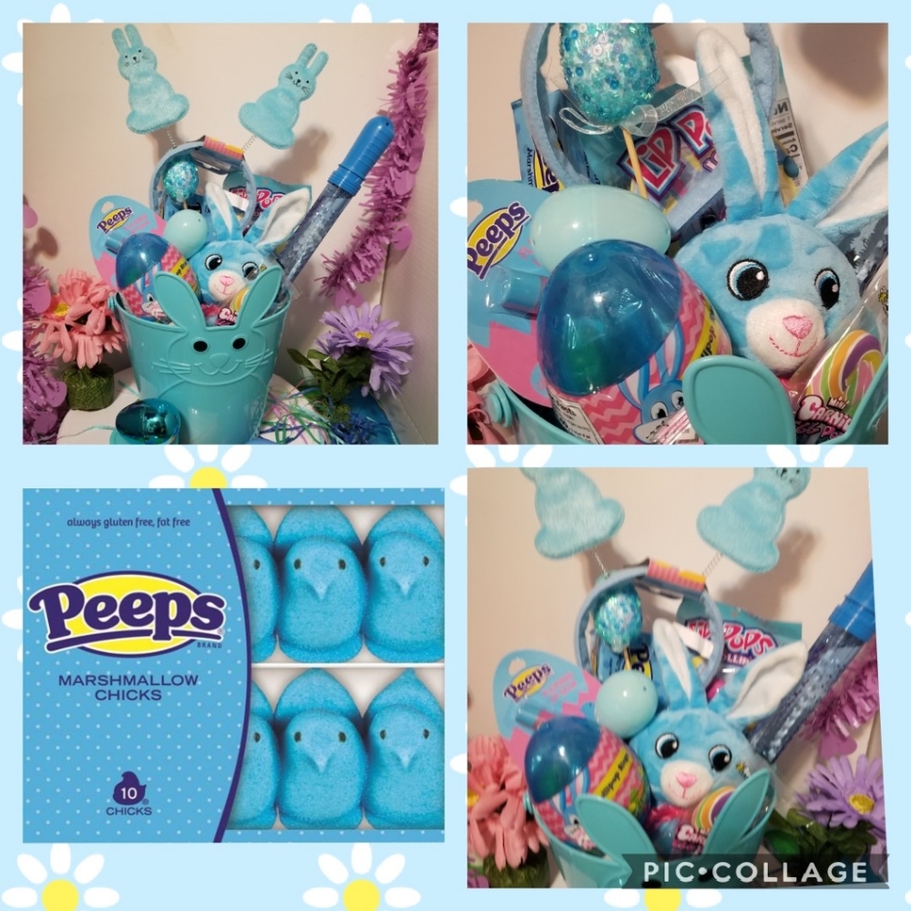 Blue Peeps theme Easter Gift Basket New